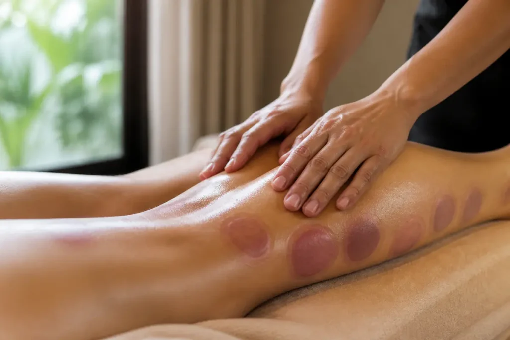 Blauwe plekken na cupping benen: Waarom en hoe te behandelen?